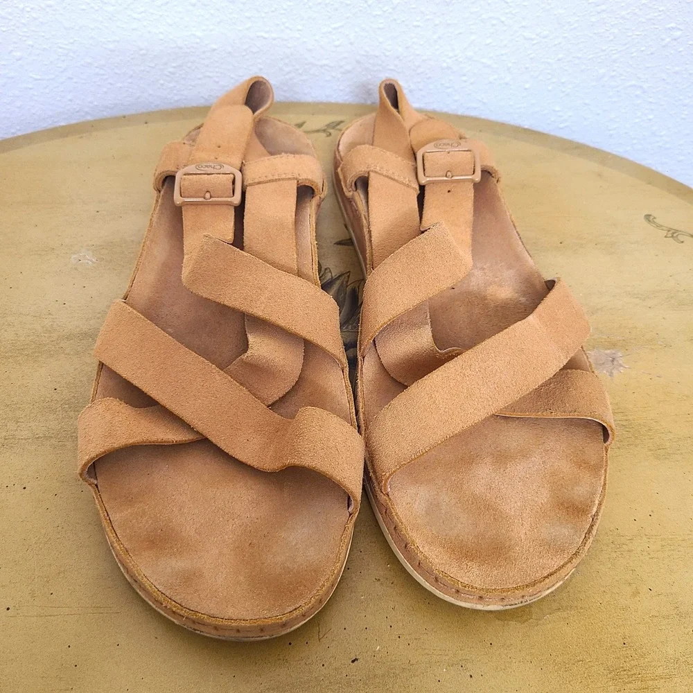 Chaco Wayfarer US 11 Tan Brown Soft Leather Strappy Sandals Boho Casual Beachy - Picture 3 of 10